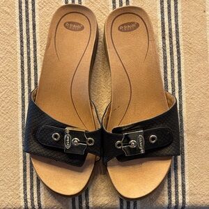 Dr. Scholl's Black Slide Sandals with Buckle